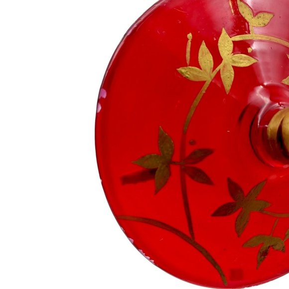Vintage Pier One Imports Red Stem & Base Gold Leaf Martini Glasses‎ Hand Blown - Picture 7 of 7